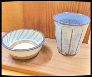 小代焼のフリーカップと小鉢